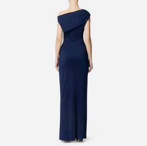 Navy off shoulder evening gown