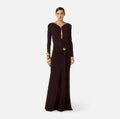 Chocolate Red Carpet jersey gown with sleeves