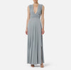 Baby blue lurex jersey pleated evening dress