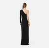 Black one sleeve jersey gown with cut outs