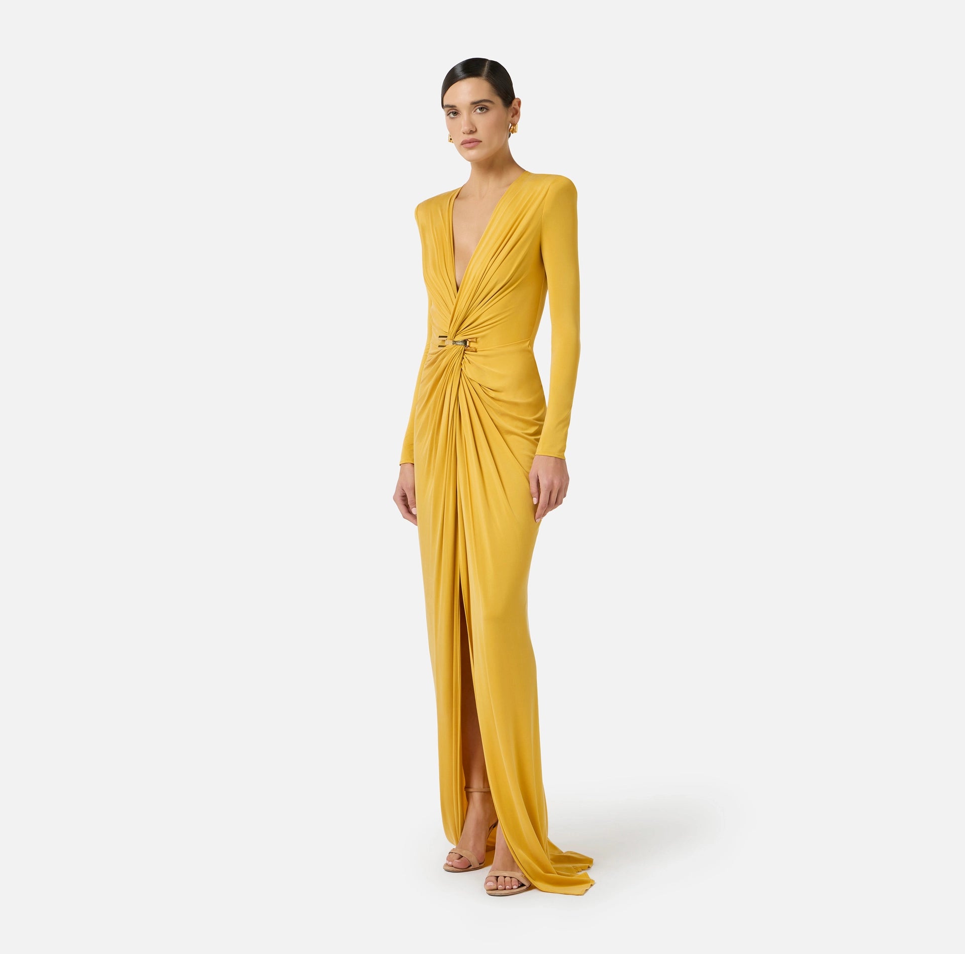 Lilac cupro jersey gown with gold jewel BU Club Lilac cupro jersey gown with gold jewel BU Club