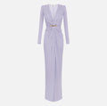 Lilac cupro jersey gown with gold jewel