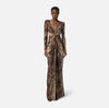 Brown python print lycra  evening gown