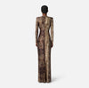 Brown python print lycra  evening gown