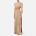 Nude ivory lurex long plisse dress