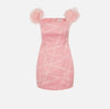 Pink peach satin mini polka dot print dress
