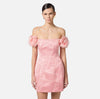 Pink peach satin mini polka dot print dress