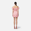 Pink peach satin mini polka dot print dress