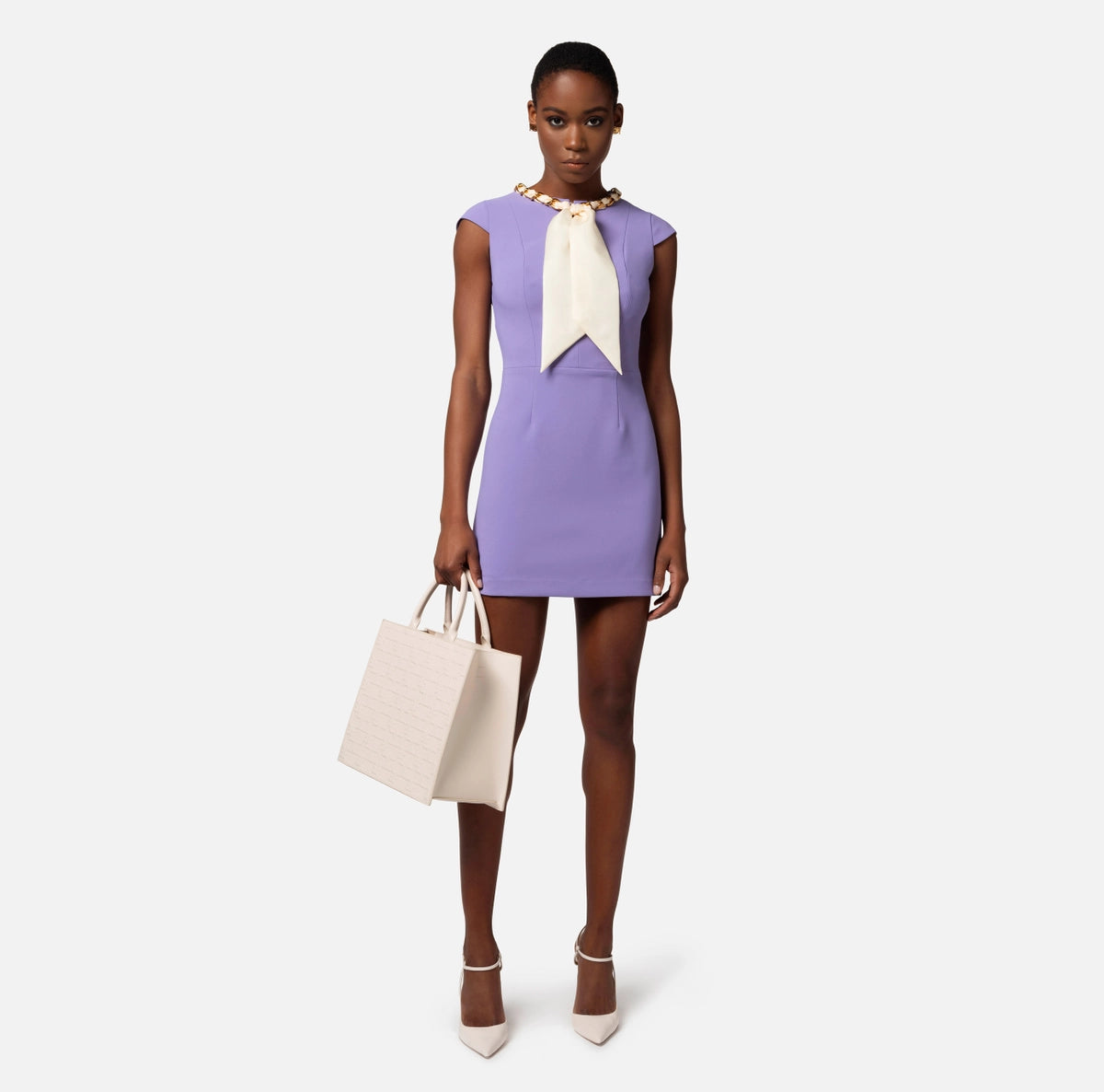 Lilac mini dress with foulard scarf – BU Club