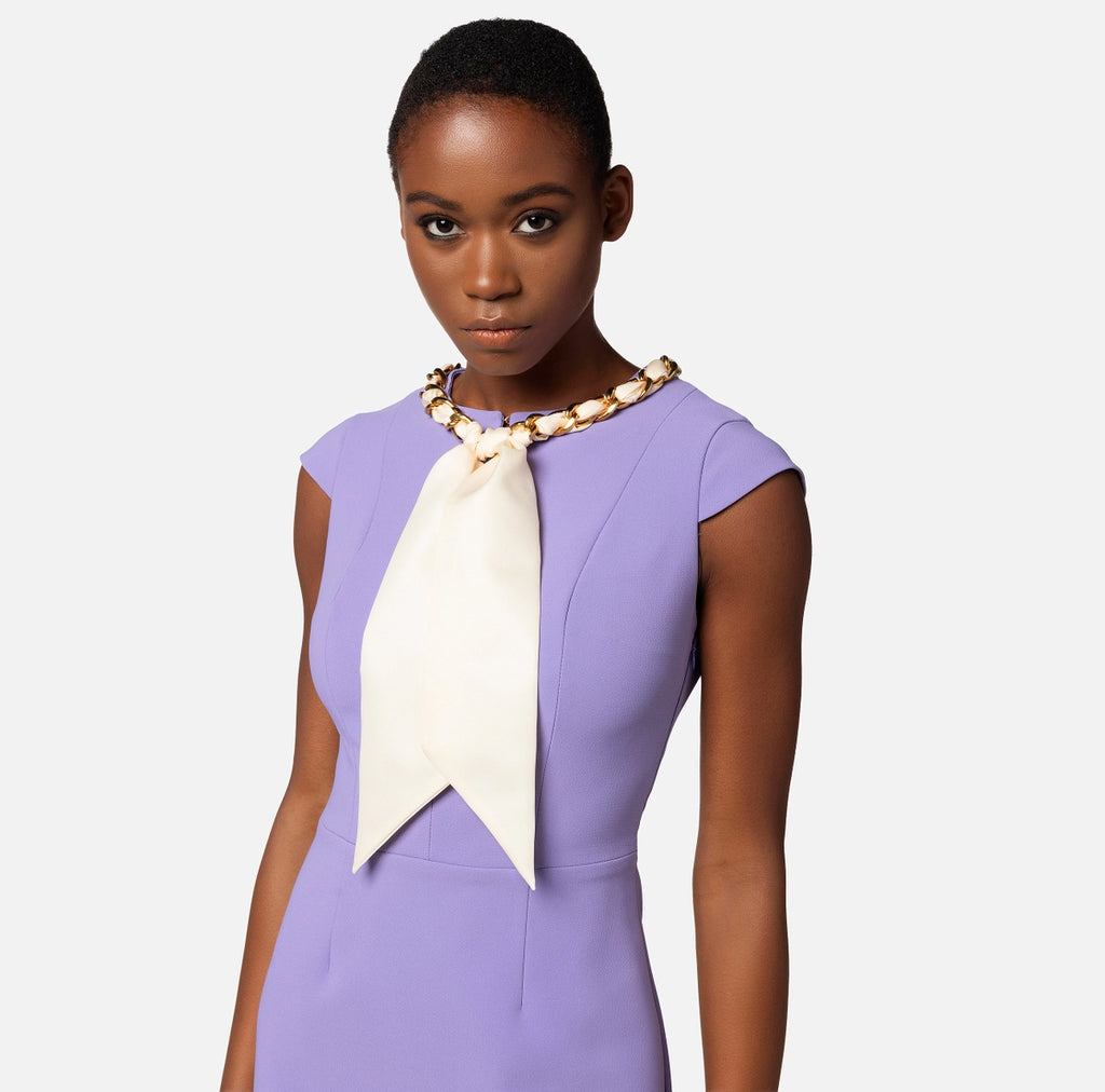 Lilac mini dress with foulard scarf