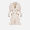 Ivory double breasted coat dress with chain detail