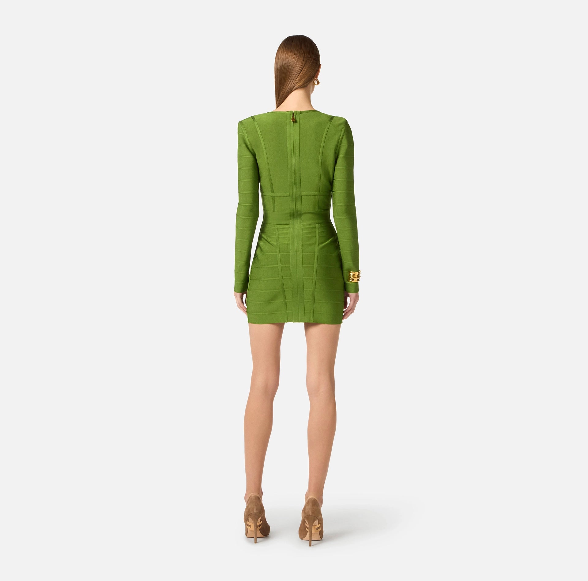Green bandage mini dress with sleeves