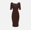 Coffee knit dress with jewel details