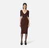 Coffee knit dress with jewel details