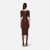 Coffee knit dress with jewel details
