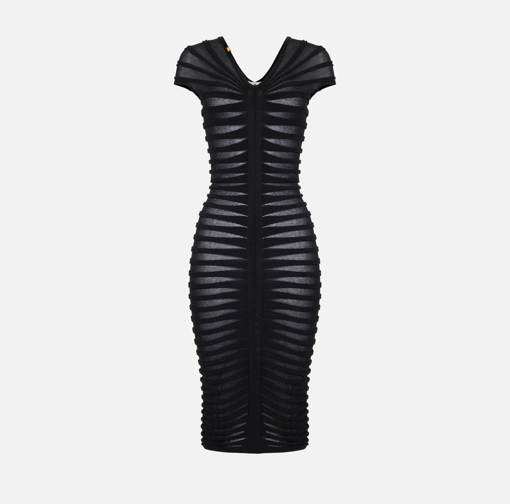 Chocolate short sleeve knit midi dress