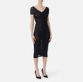 Chocolate short sleeve knit midi dress