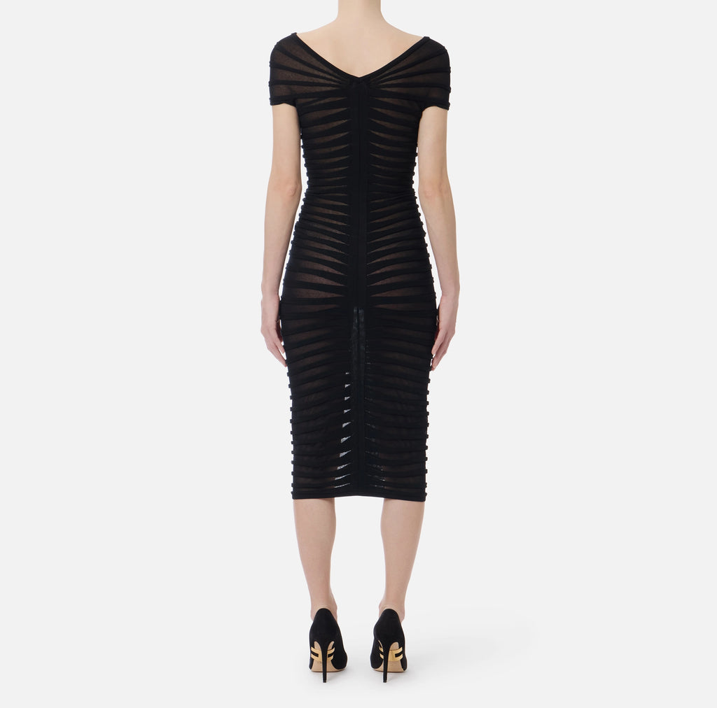 Chocolate short sleeve knit midi dress