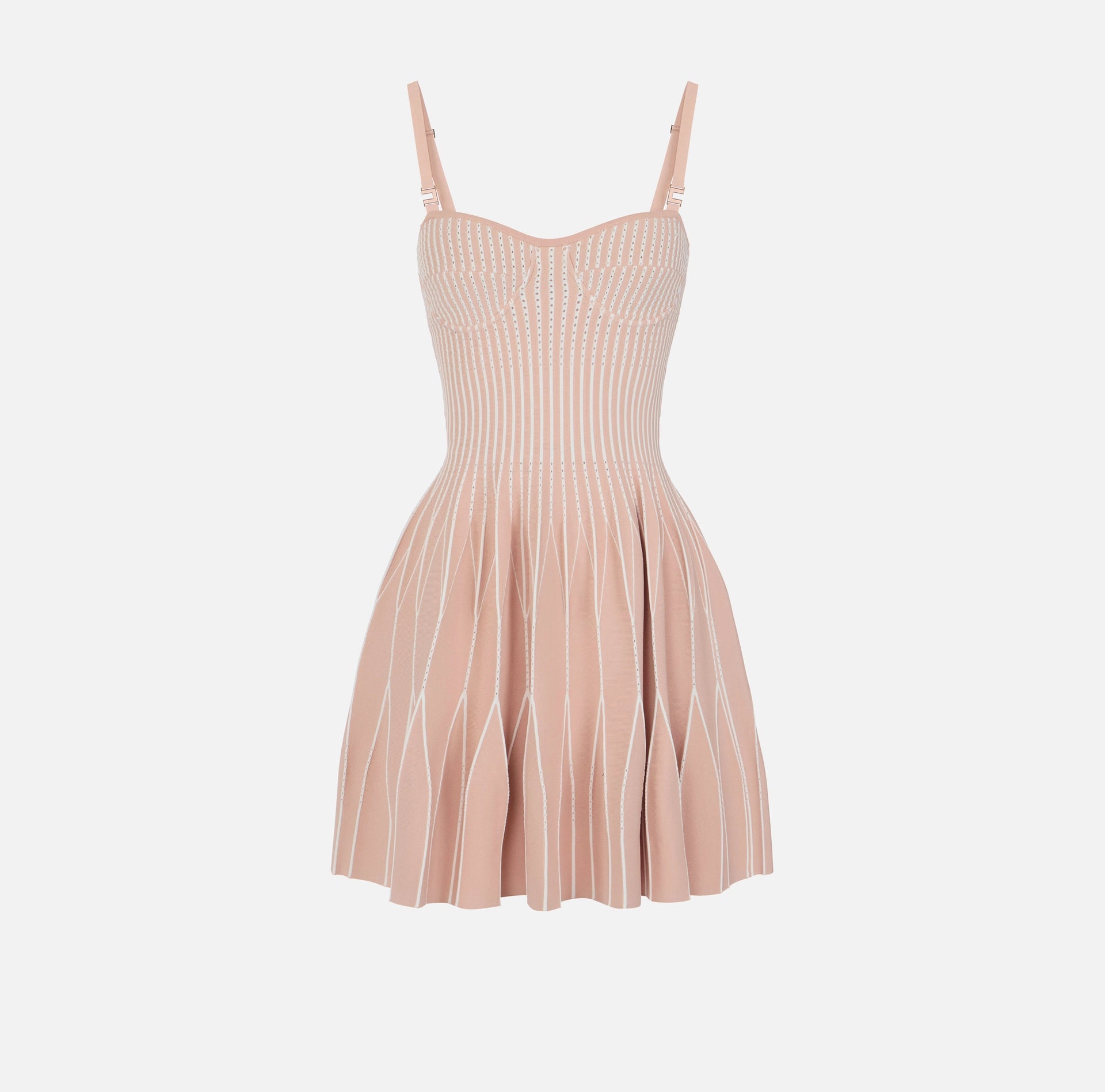 Nude ivory knit pleated flare skirt dress – BU Club