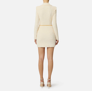 Ivory boucle knit jacket dress
