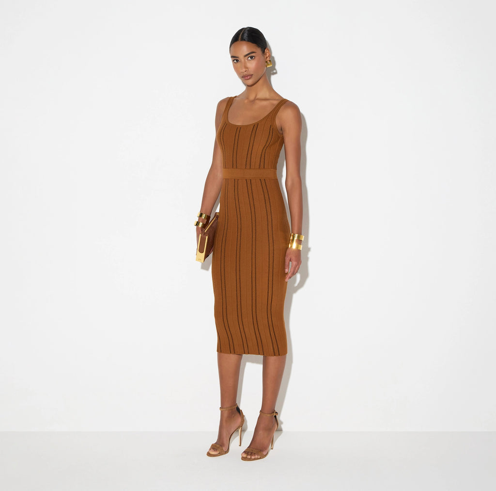 Cigar origami knit midi dress