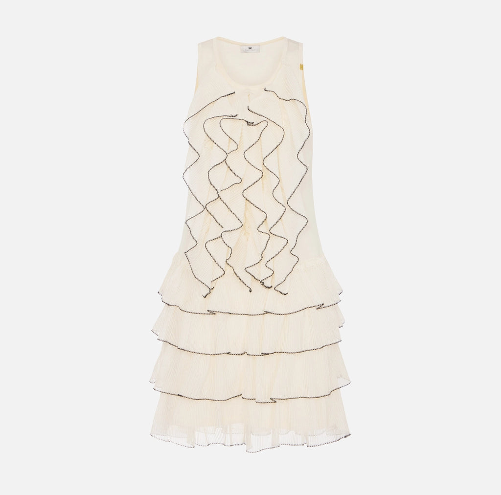 Ivory knit ruffles dress