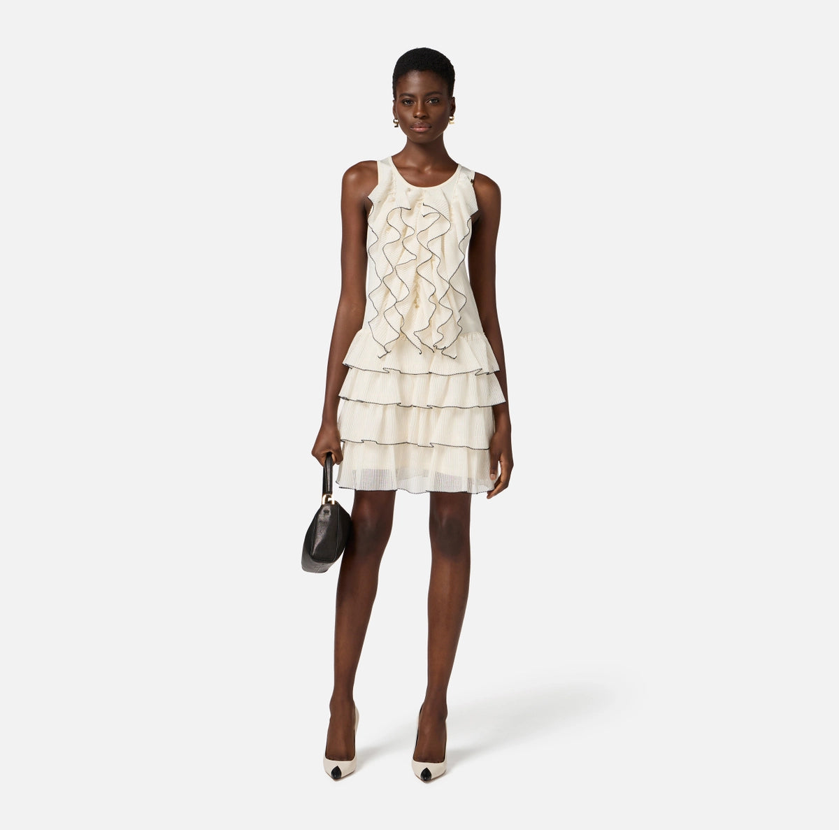 Ivory knit ruffles dress