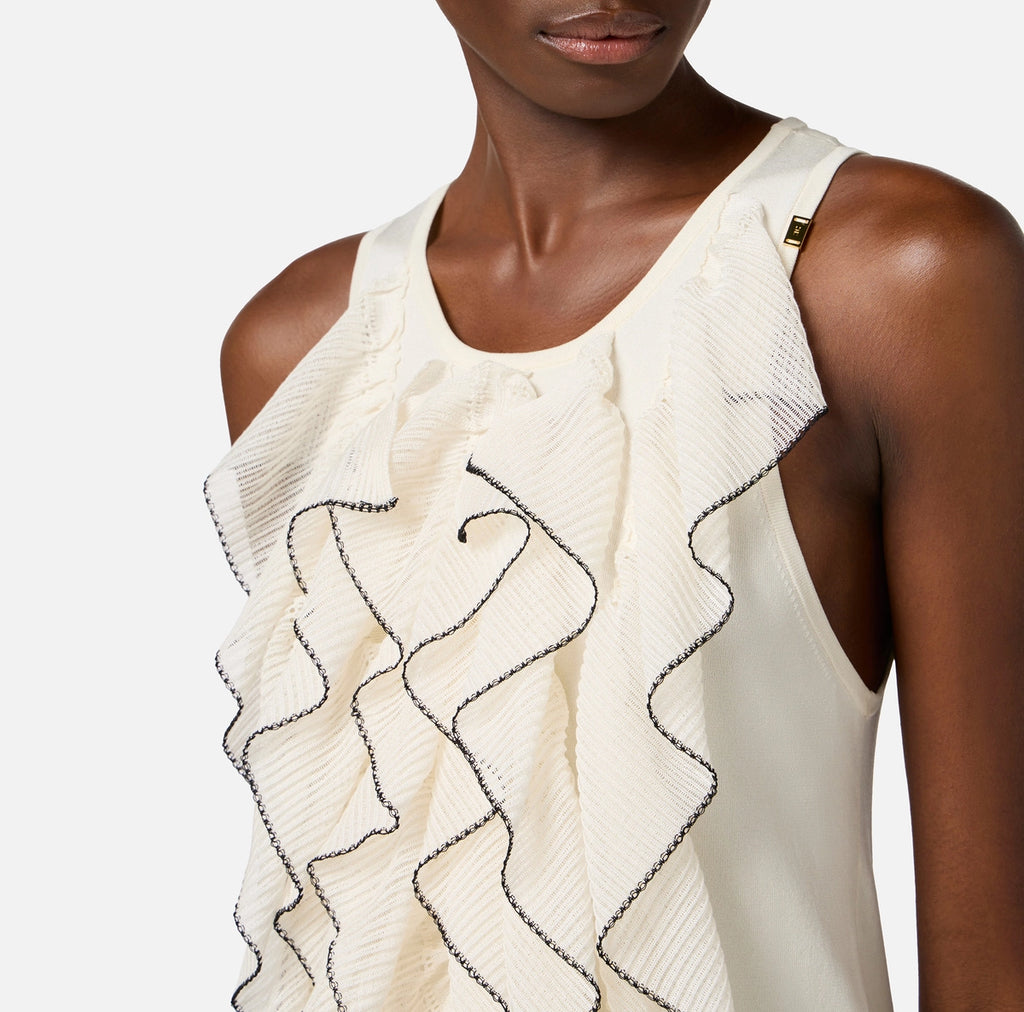 Ivory knit ruffles dress