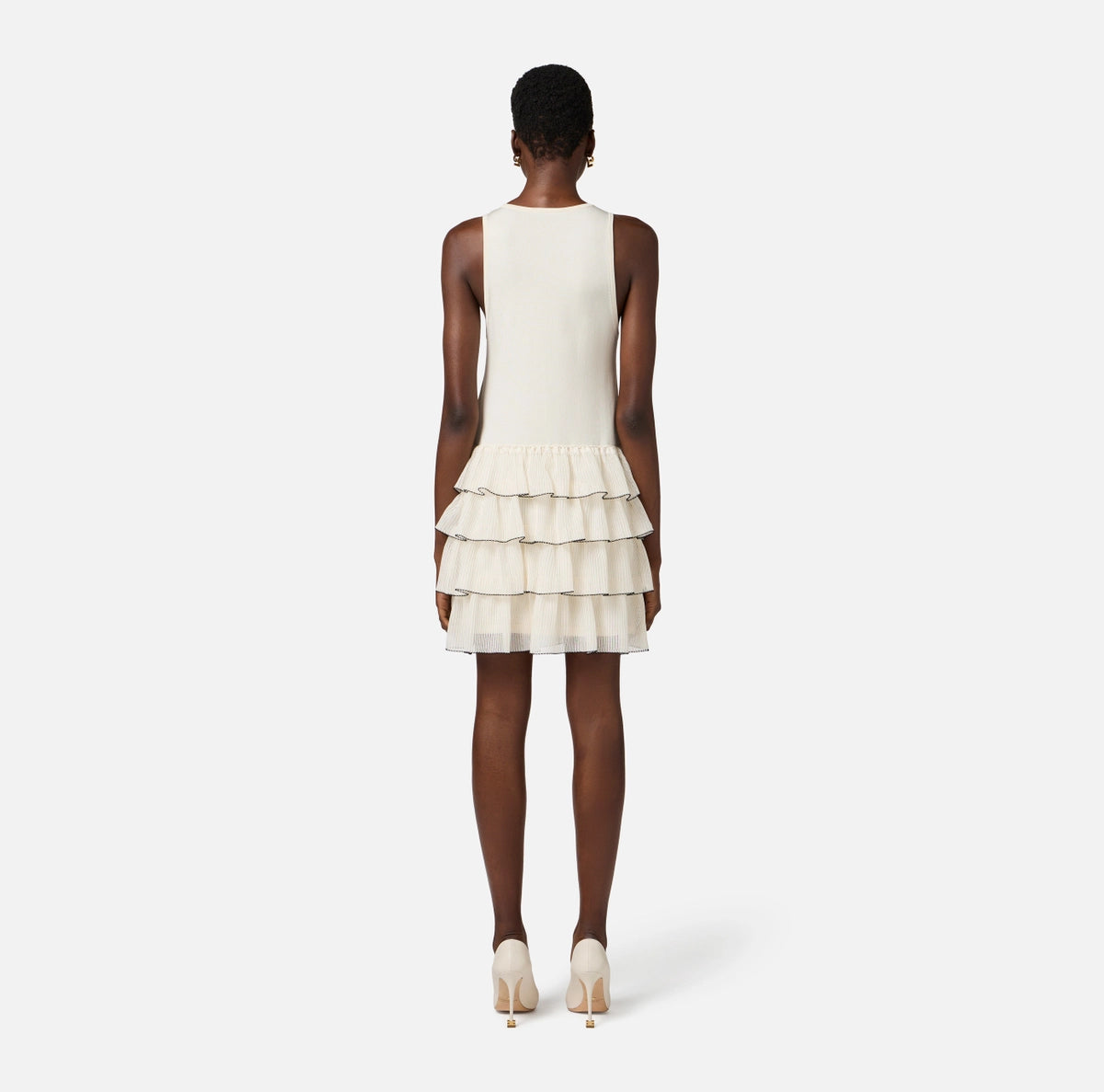 Ivory knit ruffles dress