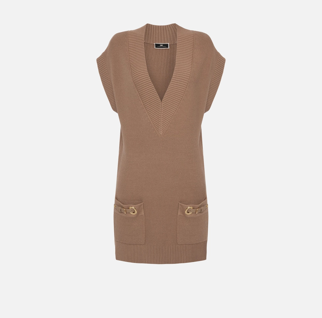 Camel boxy knit dress