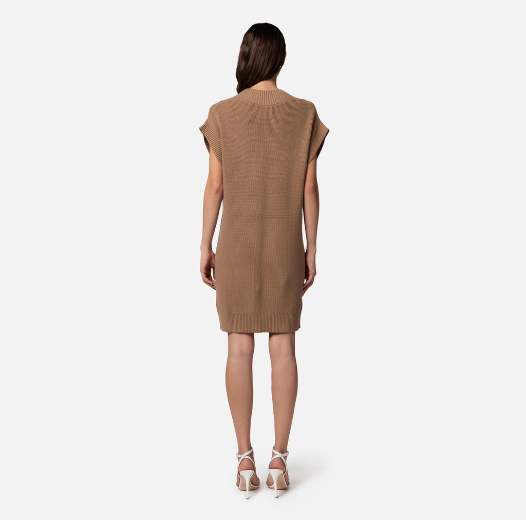 Camel boxy knit dress
