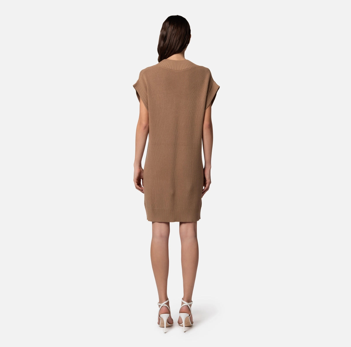 Camel boxy knit dress