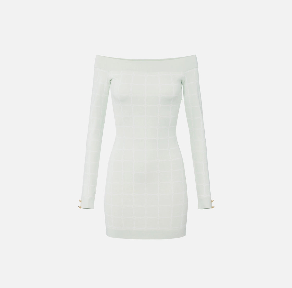Mint knit off shoulder long sleeve mini dress