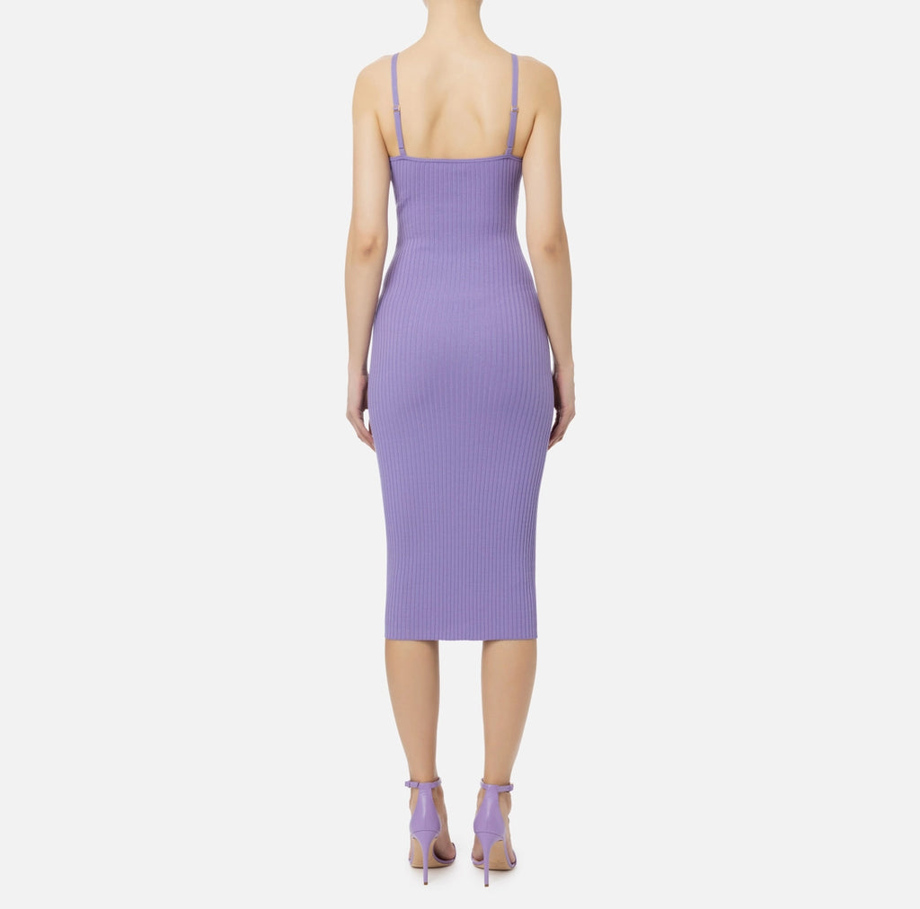 Lilac rib knit midi dress