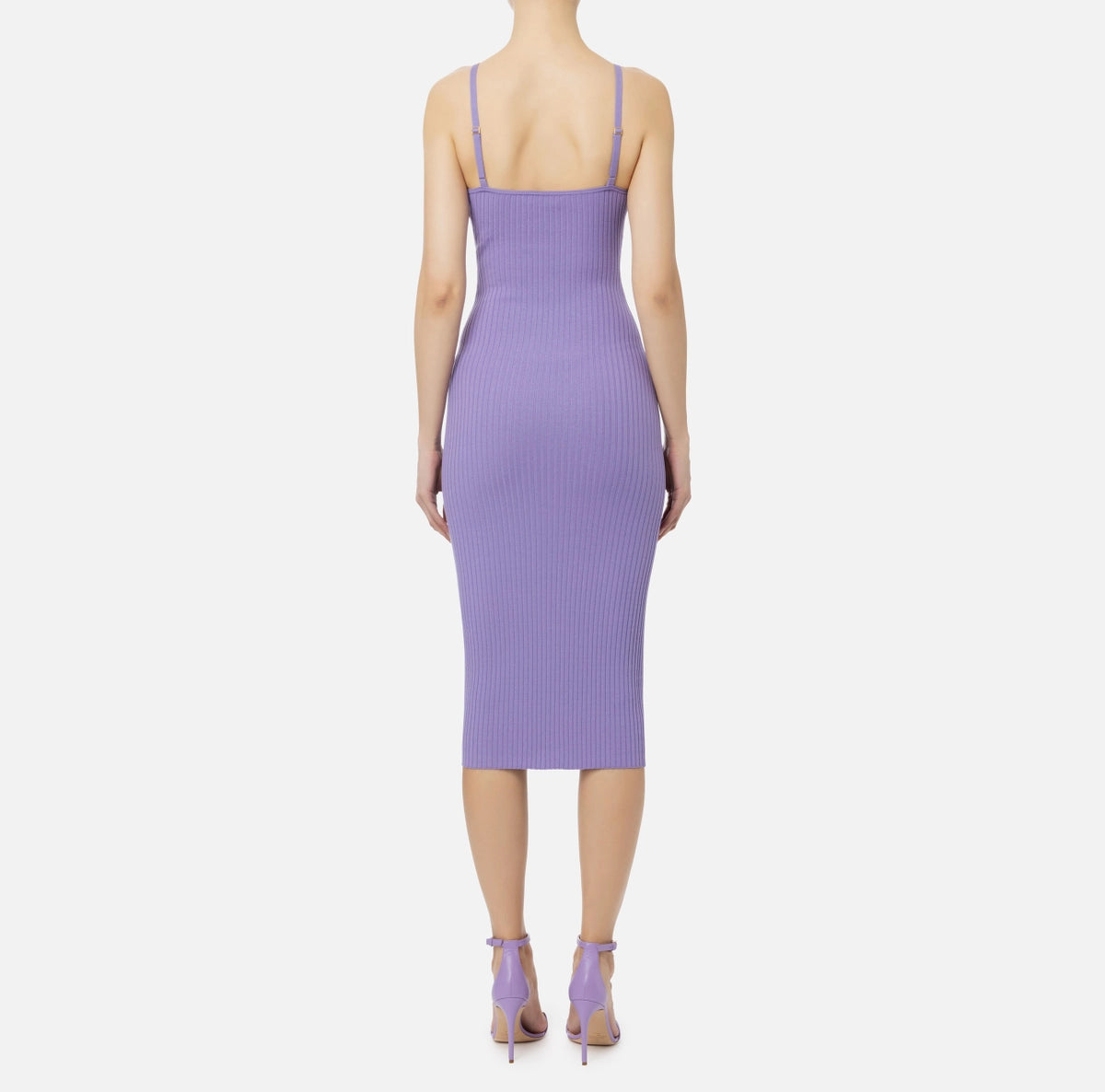 Lilac rib knit midi dress