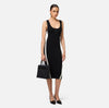 Black matt viscose sleeveless midi dress