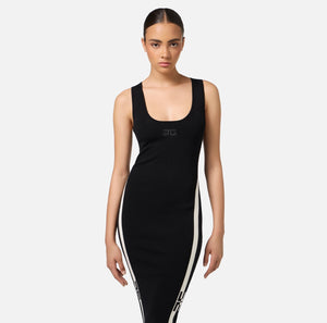 Black matt viscose sleeveless midi dress