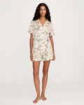 Ivory short silk pajama set in Regatta Royale