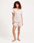 Camel Gingham Twill cotton short pajama set