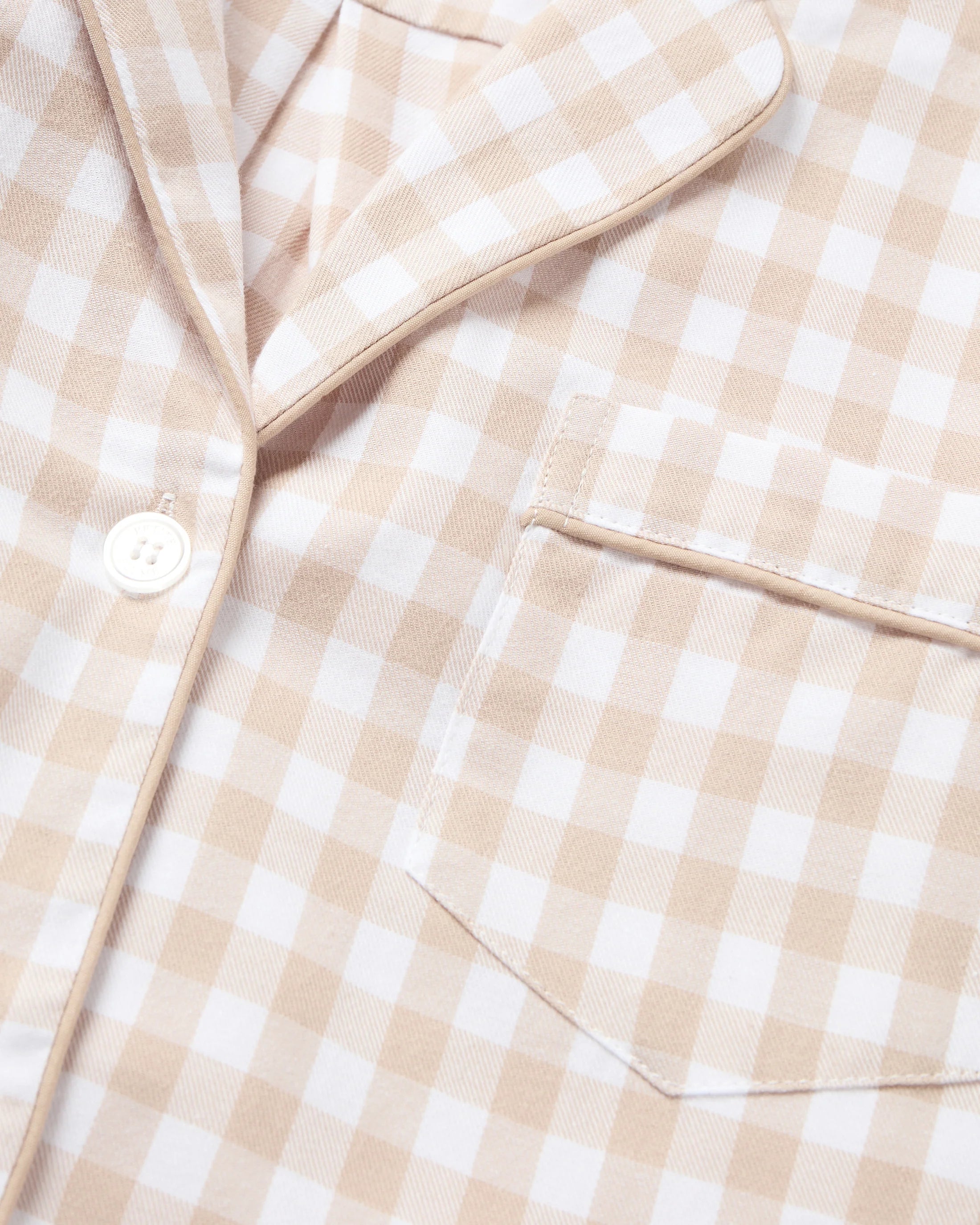 Camel Gingham Twill cotton short pajama set