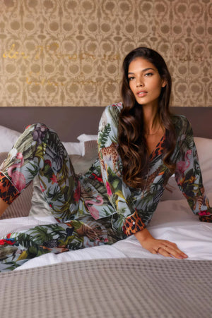 Aqua Suri  silk satin long pajama set