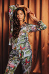 Aqua Suri  silk satin long pajama set