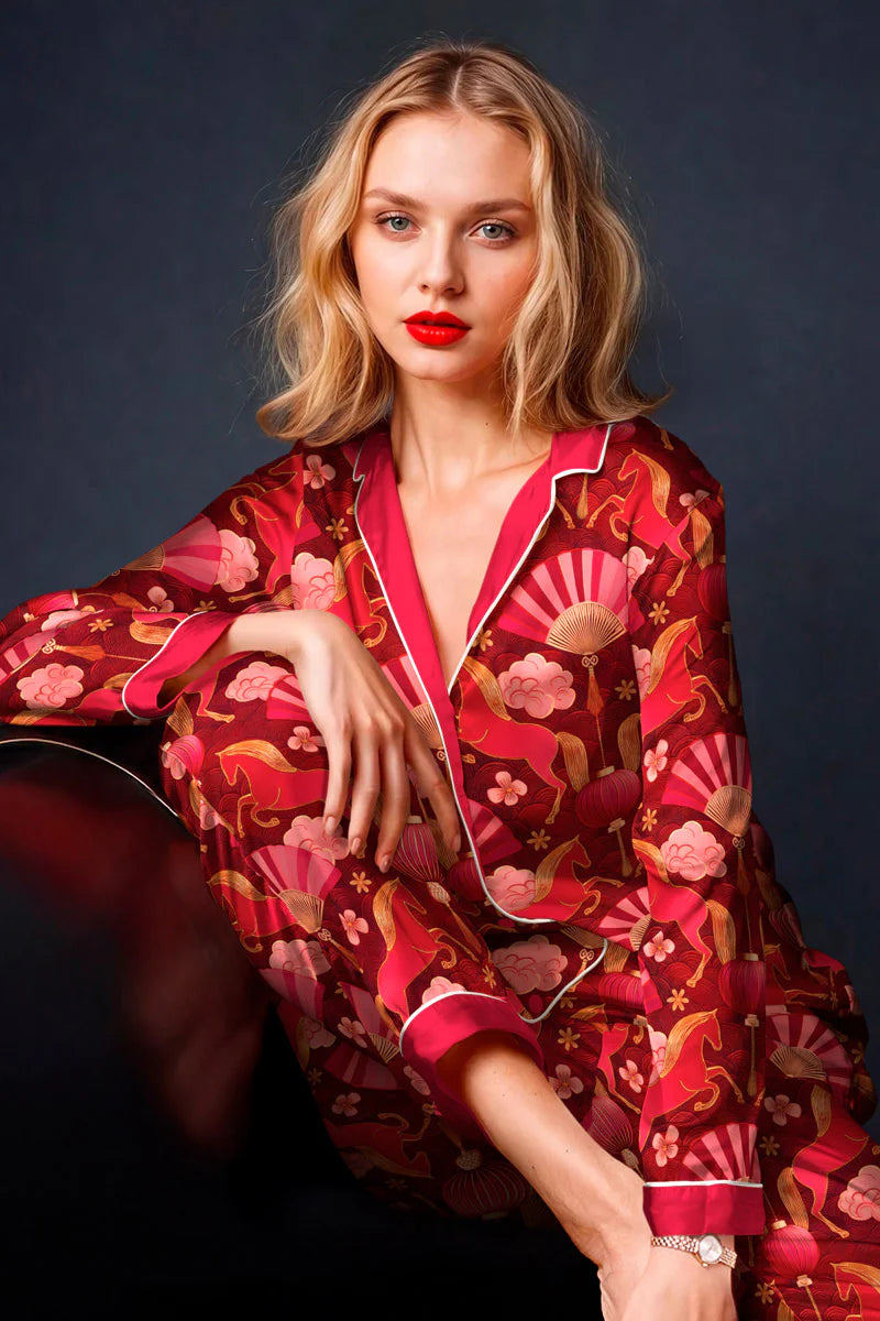 Red Daria long sleeves and pants pajama set