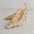 Beige Raffia Slingbacks