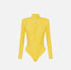 Yellow jersey bodysuit with open back