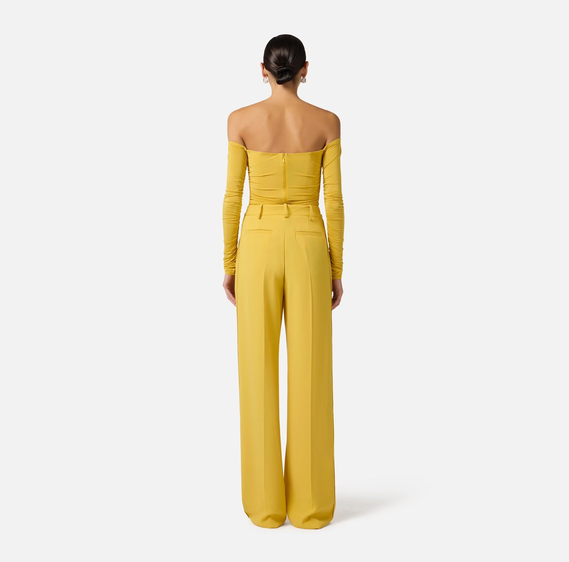 Yellow off shoulder jersey bodysuit