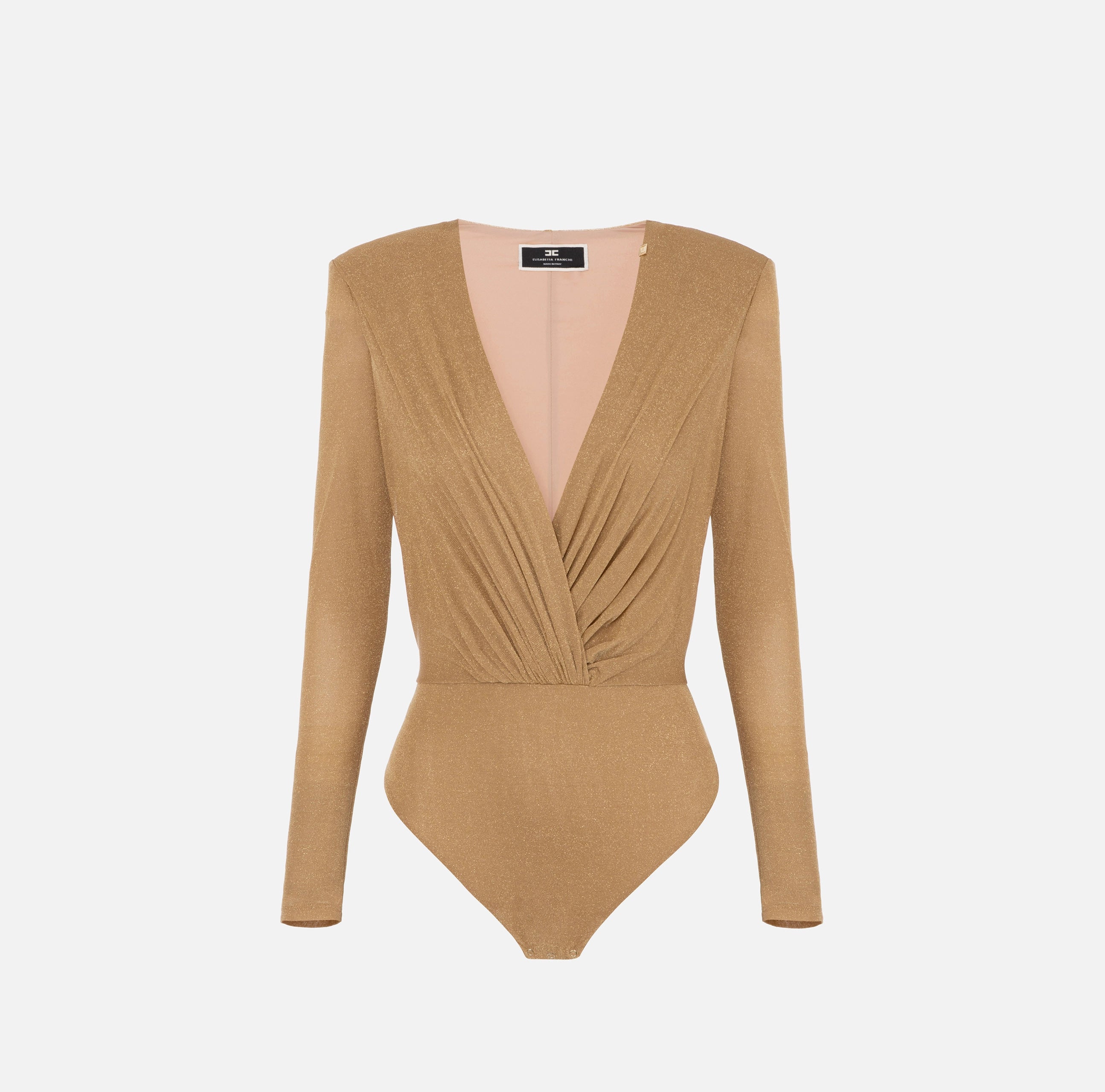 Gold lurex long sleeve bodysuit