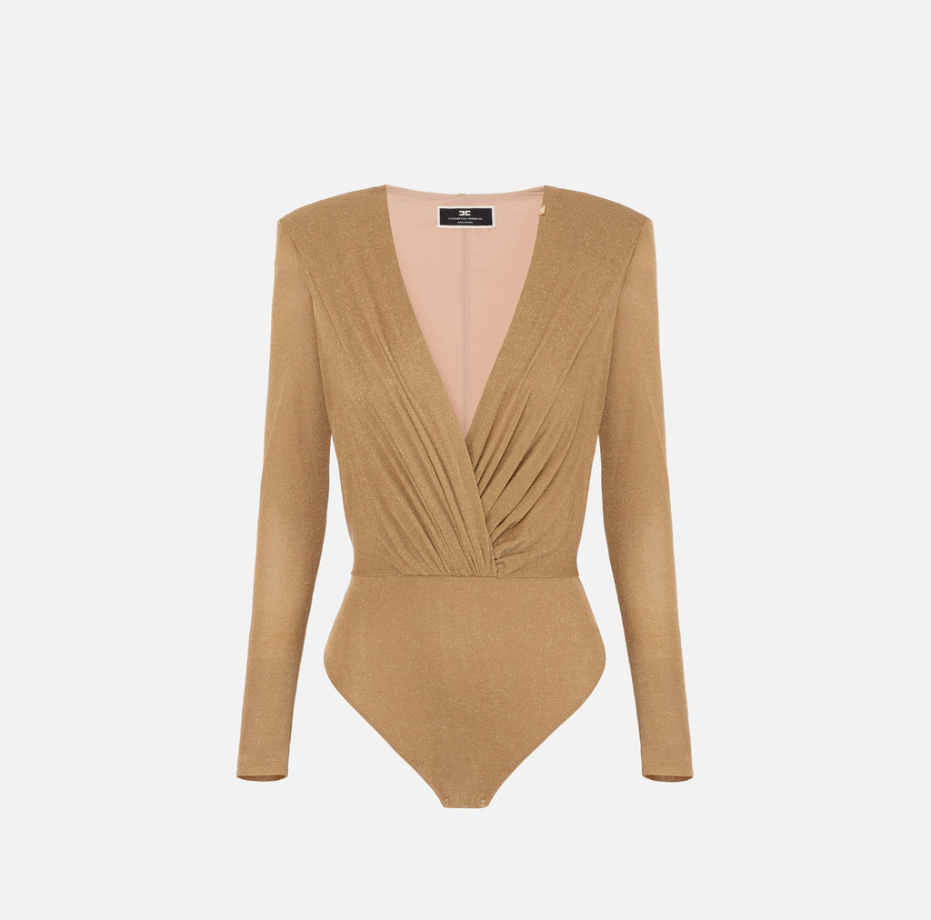 Gold lurex long sleeve bodysuit