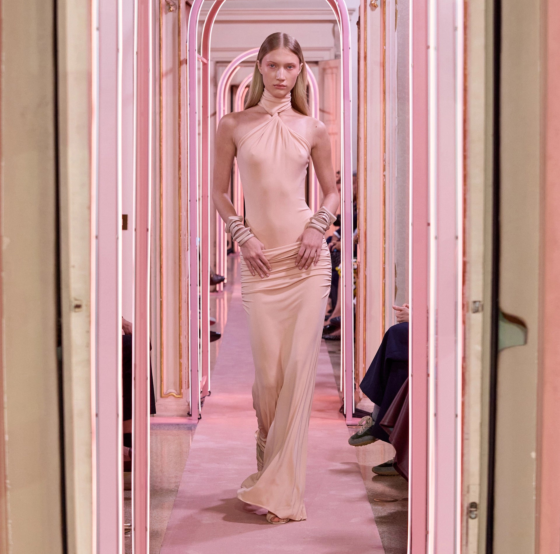 Nude high neck  bodysuit