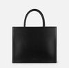 Black medium tote bag in gold maxi plaque